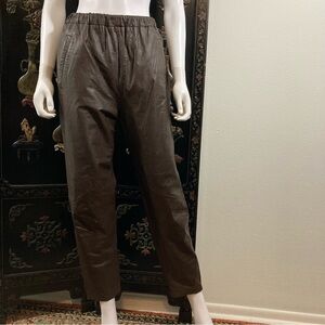 Vintage Brown Leather Pants, 1980’s Baggy Pull On Pants